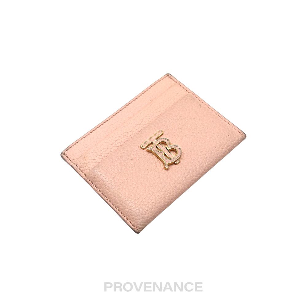 🔴 Burberry Card Holder Wallet -TB Monogram Pink Leather - Picture 4 of 6